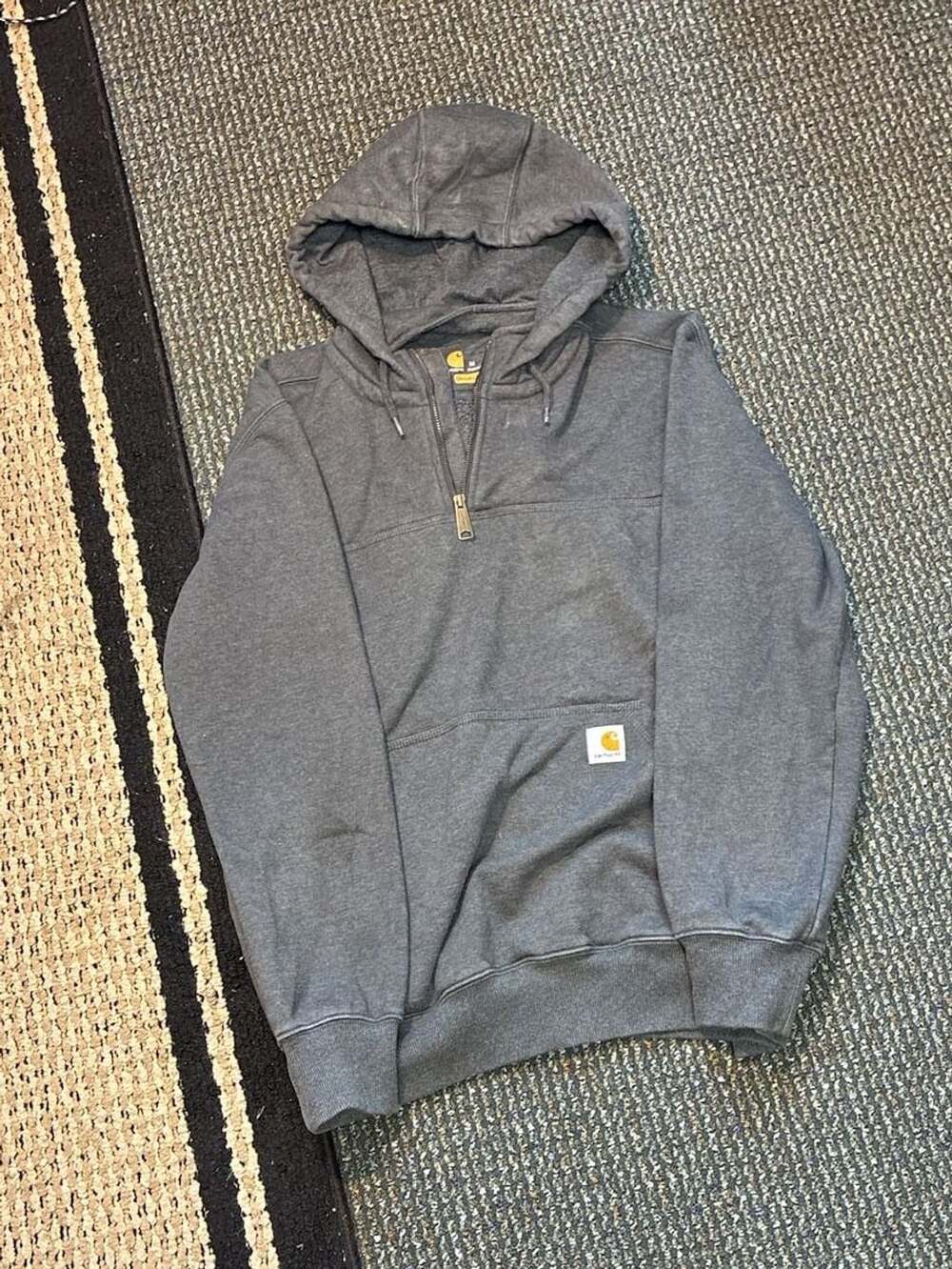 Carhartt Quarter Zip Hoodie Size M Gray Pullover Sweatshirt